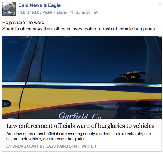 Enid vehicle burglaries