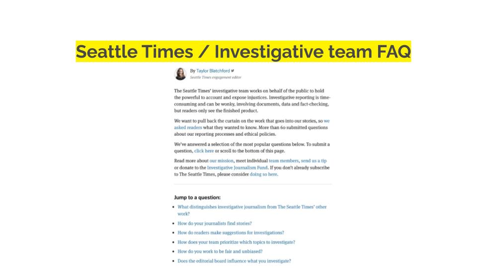 Seattle Times / Investigative team FAQ