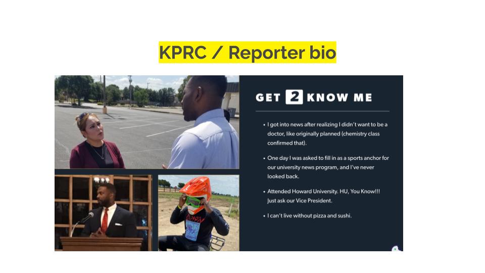 A screenshot of a KPRC reporter's bio