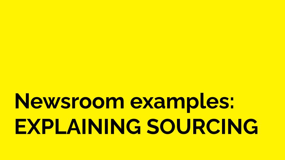 Newsroom examples: Explaining sourcing