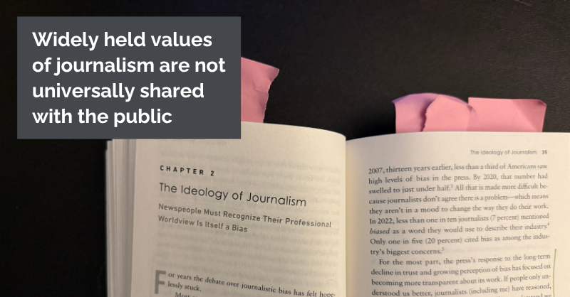 Widely held values in journalism are not universally shared by the public.